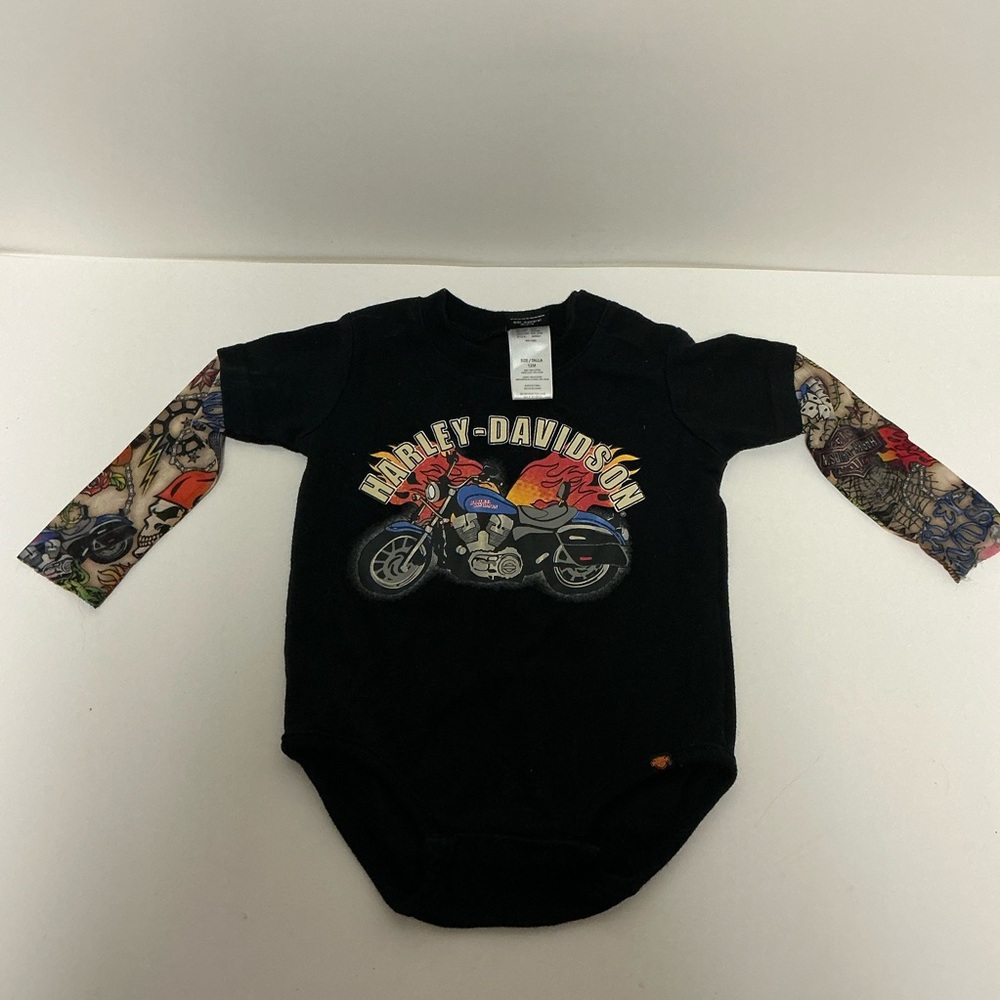 Harley-Davidson Baby Bodysuit with Tattoo Sleeves
